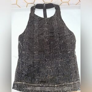 New Alice + Olivia black and silver beaded top